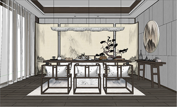 新中式茶室SU模型ID2688233786