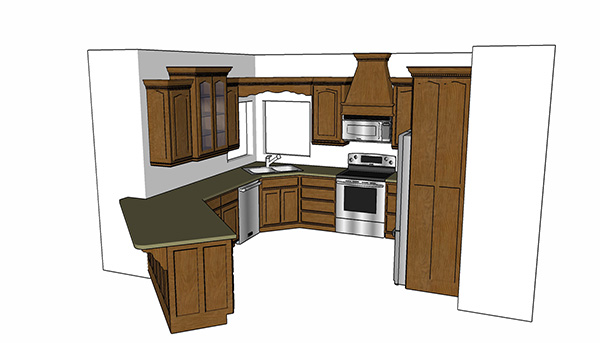 美式现代厨房橱柜模型ID2688234103