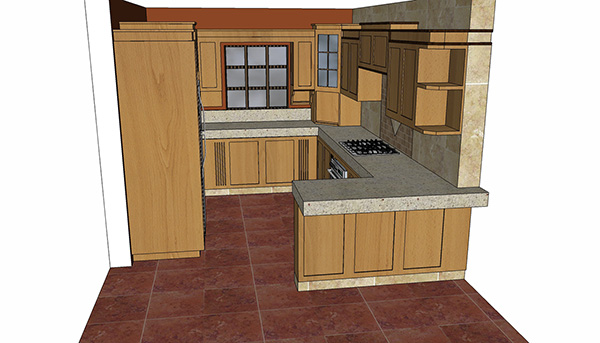美式厨房橱柜模型ID2688234111