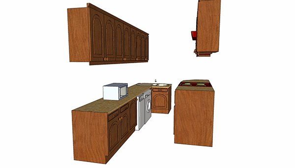 美式厨房橱柜模型ID2688234176