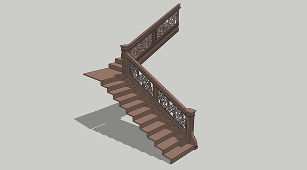 欧式楼梯转角楼梯SU模型ID2688234298