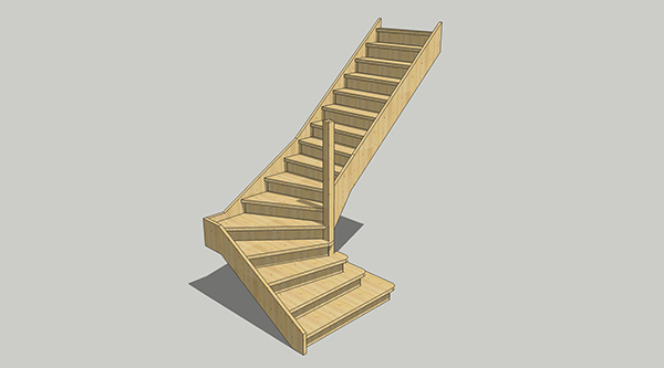 实木楼梯转角楼梯SU模型ID2688234299