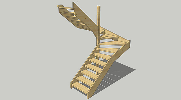 实木楼梯转角楼梯SU模型ID2688234300