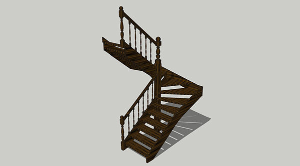 欧式楼梯转角楼梯SU模型ID2688234301