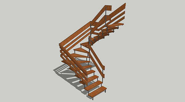 现代楼梯转角楼梯SU模型ID2688234304