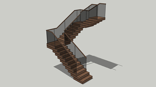 现代楼梯转角楼梯SU模型ID2688234310