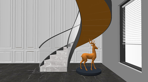 现代玻璃旋转楼梯金属鹿麋鹿雕塑ID2688234326
