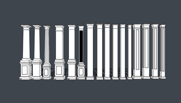 欧式石膏罗马柱组合 柱子 立柱SU模型ID2688234348