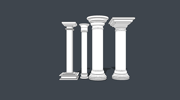 欧式石膏罗马柱组合 柱子 立柱SU模型ID2688234363