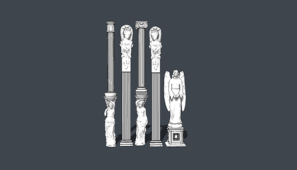 欧式石膏罗马柱组合 柱子 立柱SU模型ID2688234368