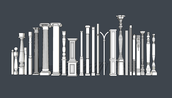 欧式石膏罗马柱组合 柱子 立柱SU模型ID2688234372