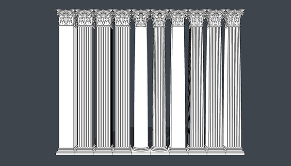 欧式石膏罗马柱组合 柱子 立柱SU模型ID2688234408