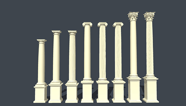 欧式石膏罗马柱组合 柱子 立柱SU模型ID2688234409
