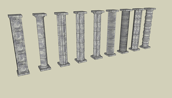 欧式石膏罗马柱组合 柱子 立柱SU模型ID2688234412