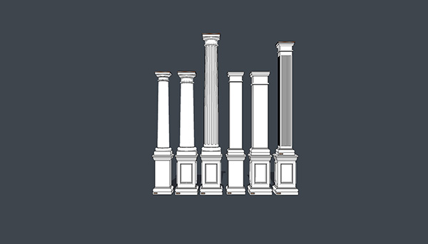 欧式石膏罗马柱组合 柱子 立柱SU模型ID2688234426